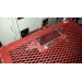 Rolling Red Cage Cart w Lockable Lift Up Lid and Drop Slot